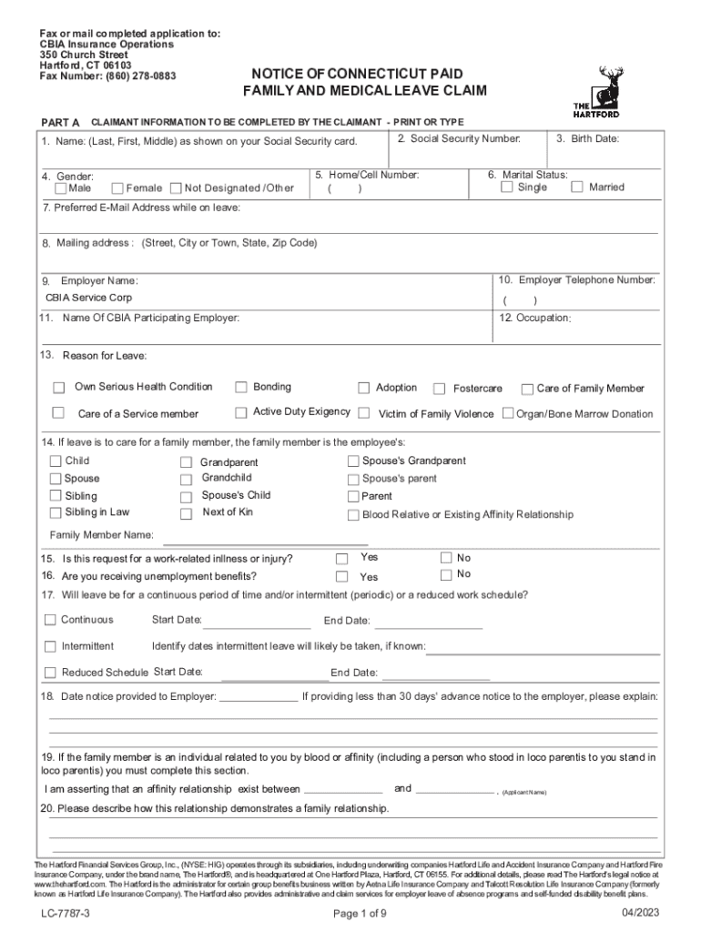 Fillable Online Notice of CT Paid Family and Medical Leave Benefits Fax Email Print pdfFiller