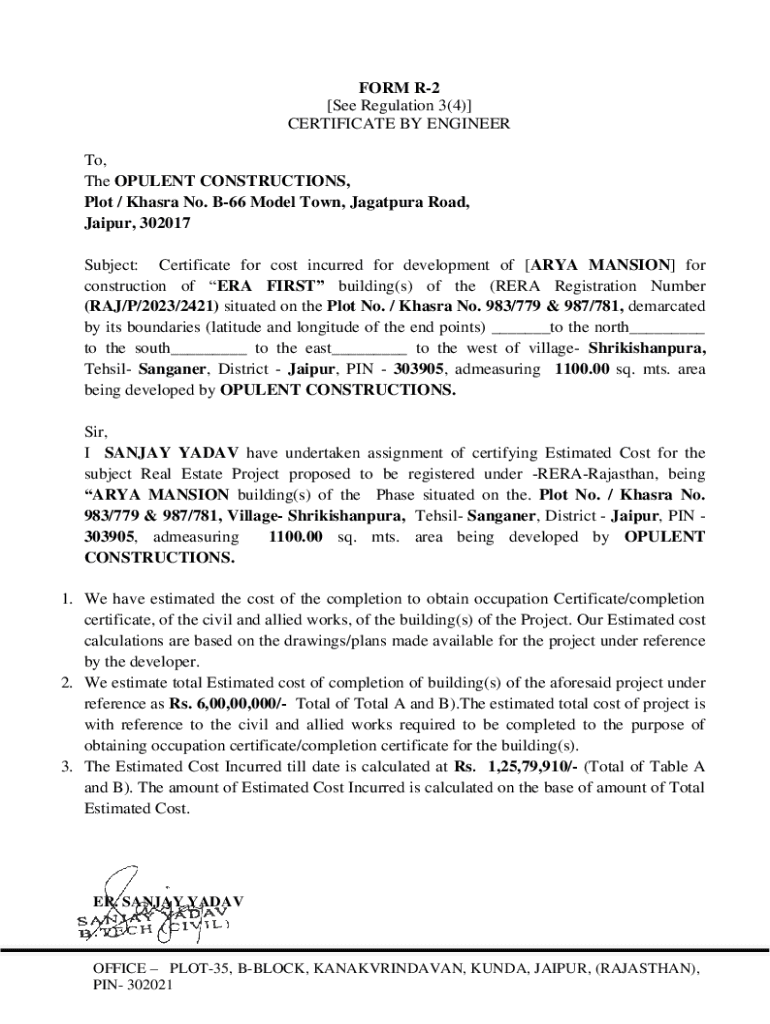 Fillable Online Formats of Certificates of Architect, Engineer and