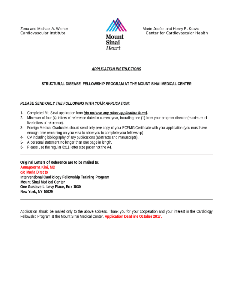 Completed Mount Sinai application Doc Template pdfFiller