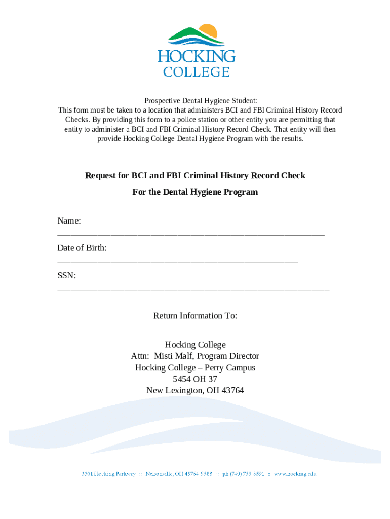 BCI and FBI Criminal History Record Check.docx Doc Template pdfFiller