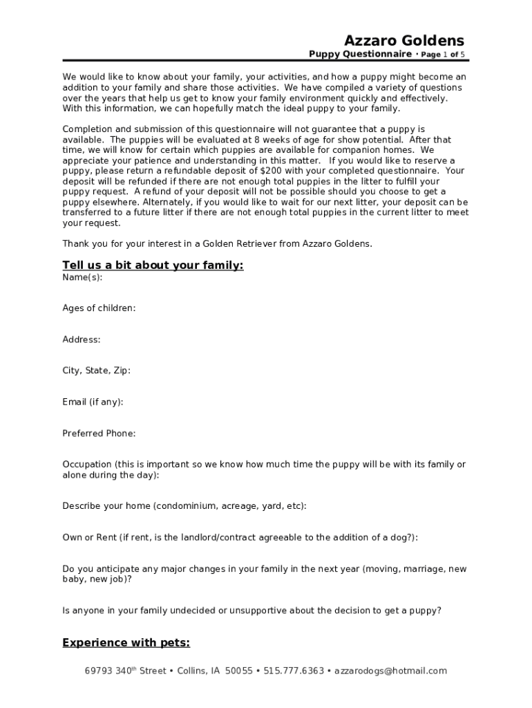 10 Reasons Why You Shouldn't Get a Puppy Doc Template pdfFiller