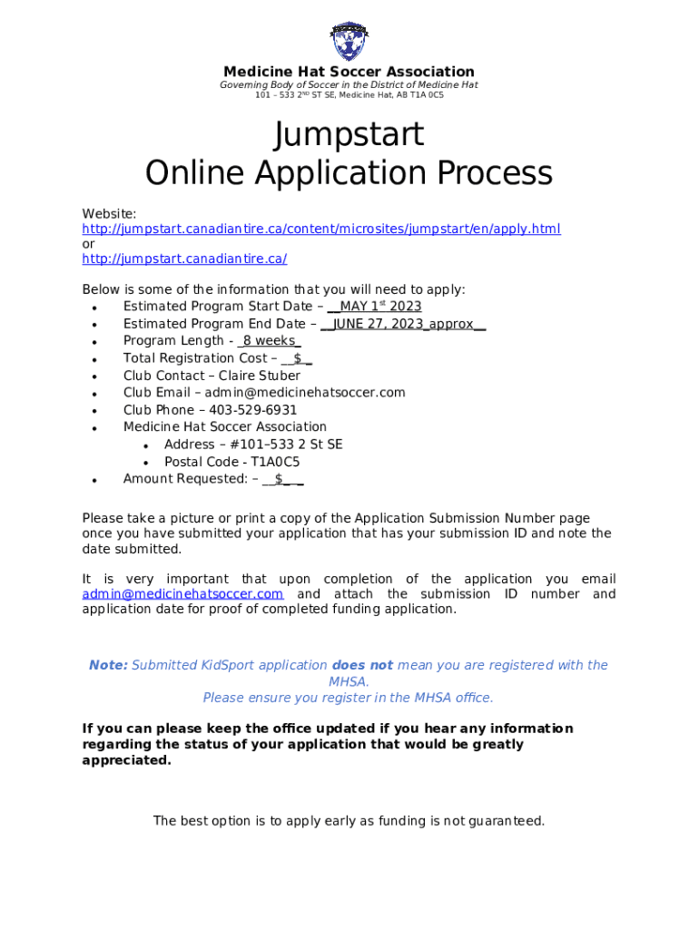 Jumpstart Application Ensure all ination is Doc Template pdfFiller
