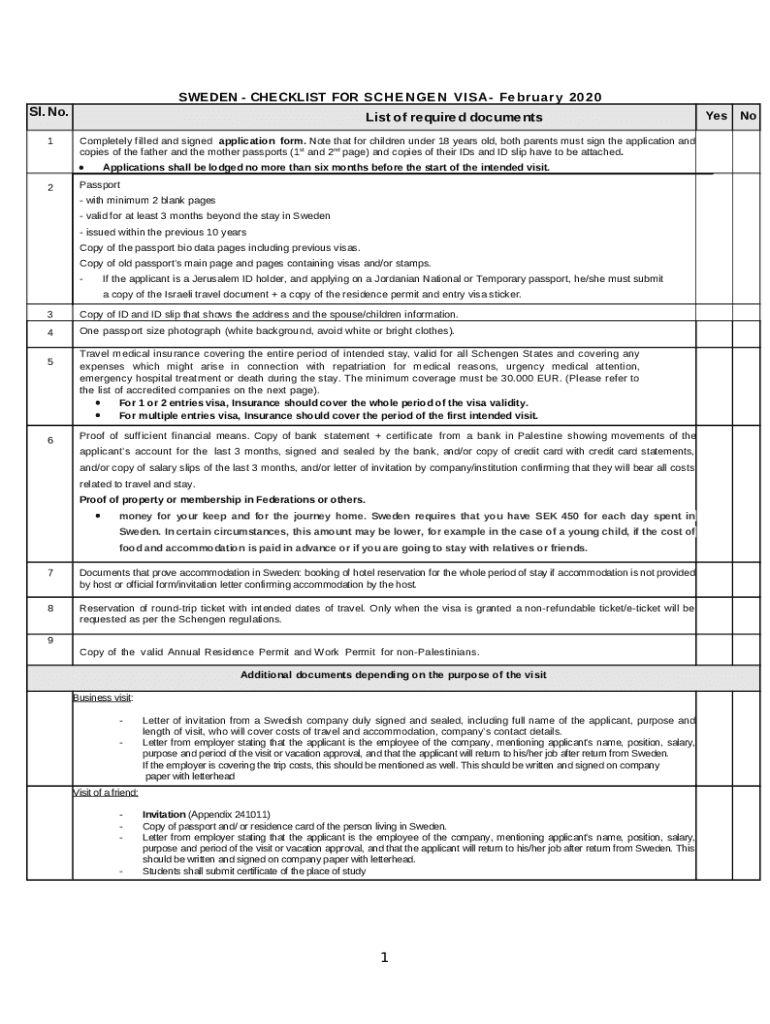 Sweden Visa Requirements and Application Guidelines Doc Template pdfFiller