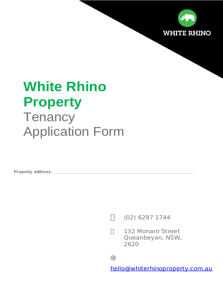 White Rhino Property Rentals & Application Doc Template pdfFiller