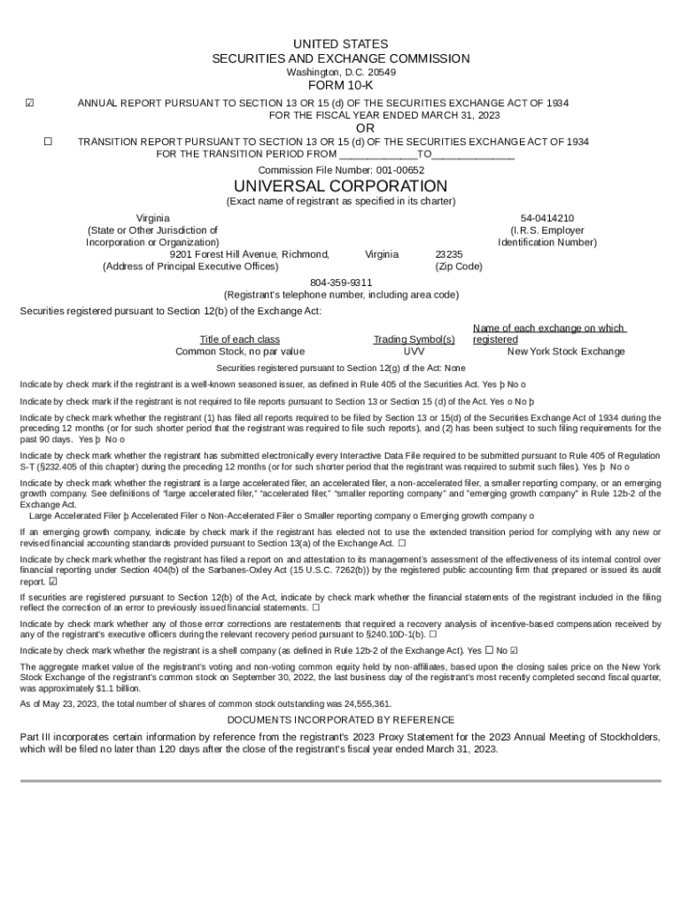 UNIVERSAL CORP /VA/ (. EDGAR Online Pro Doc Template pdfFiller
