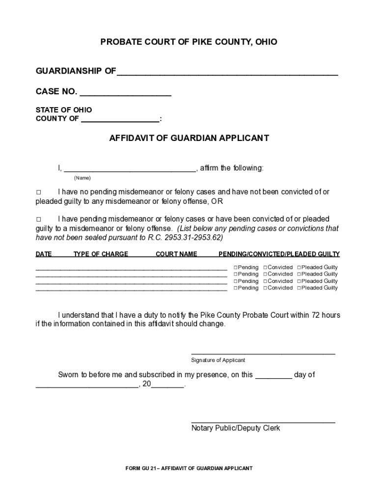 Fillable Online Affidavit of Guardian Applicant Forms Fax Email Print pdfFiller