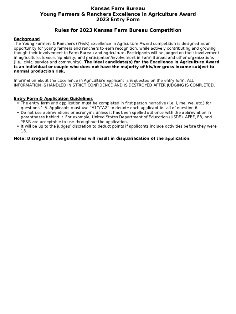 Kansas Farm Bureau Young Farmer & Rancher of the Year Doc Template