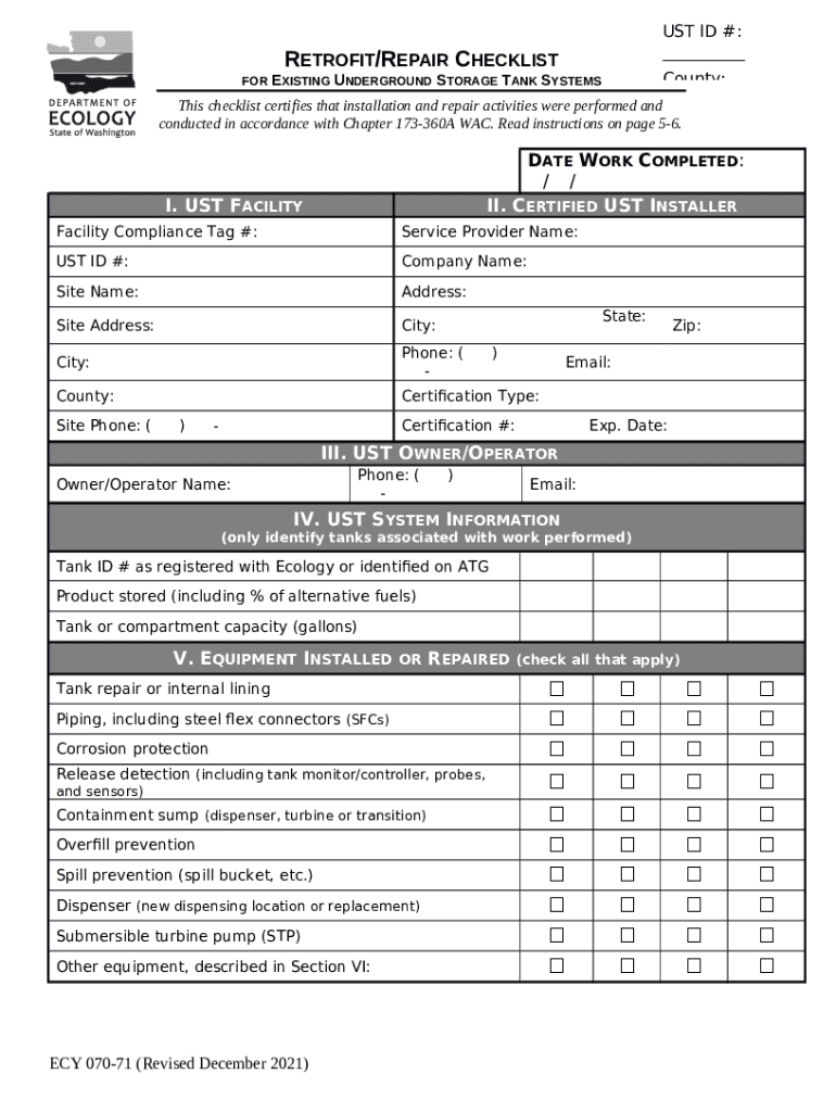 Underground Storage Tank Facility Compliance Tag/Permit Doc Template