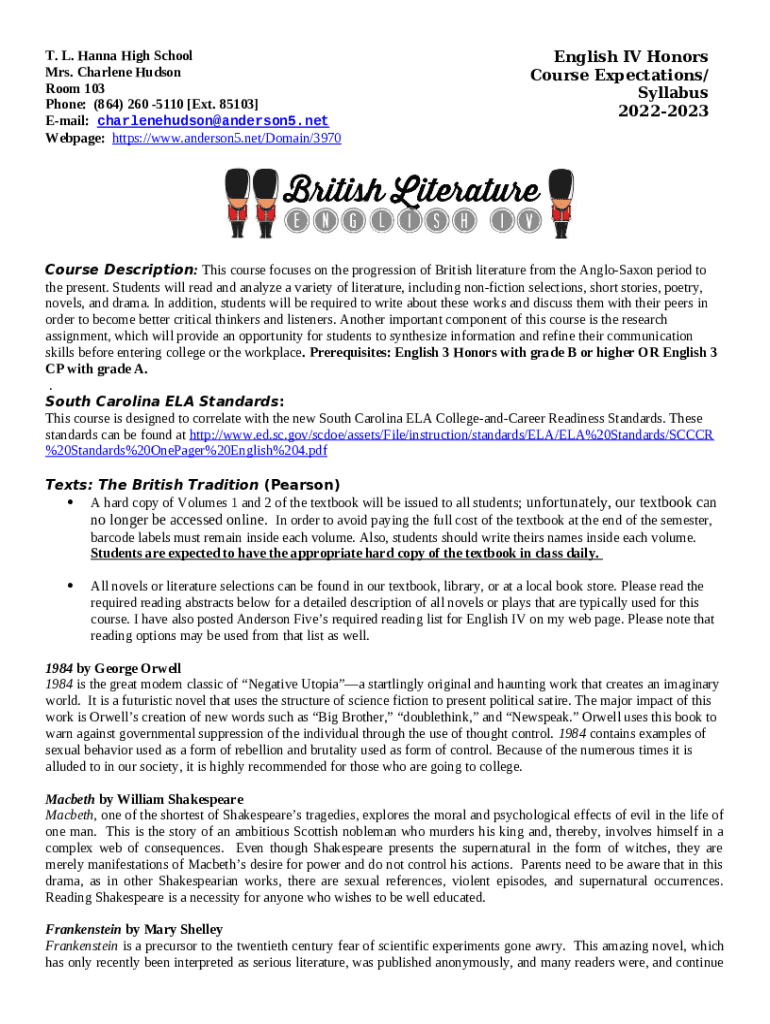 English IV Honors 202223.docx Anderson School District Five Doc