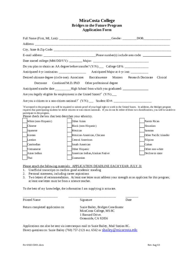 MiraCosta College Concurrent Enrollment Permit Doc Template pdfFiller