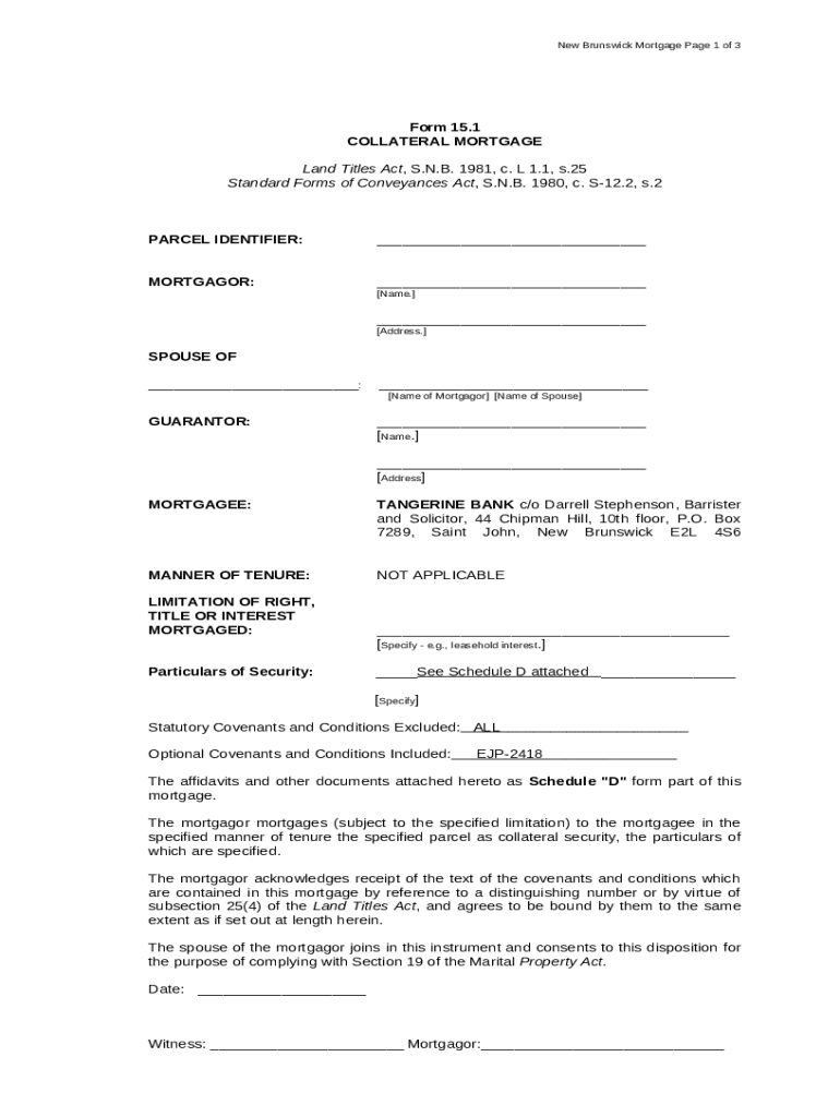 15.1 COLLATERAL MORTGAGE Land Titles Act, Doc Template pdfFiller