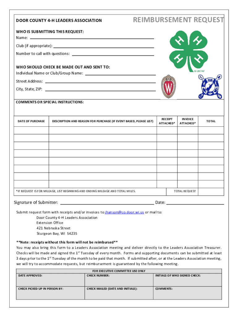 Fillable Online 4HReimbursementRequestForm. Fax Email Print