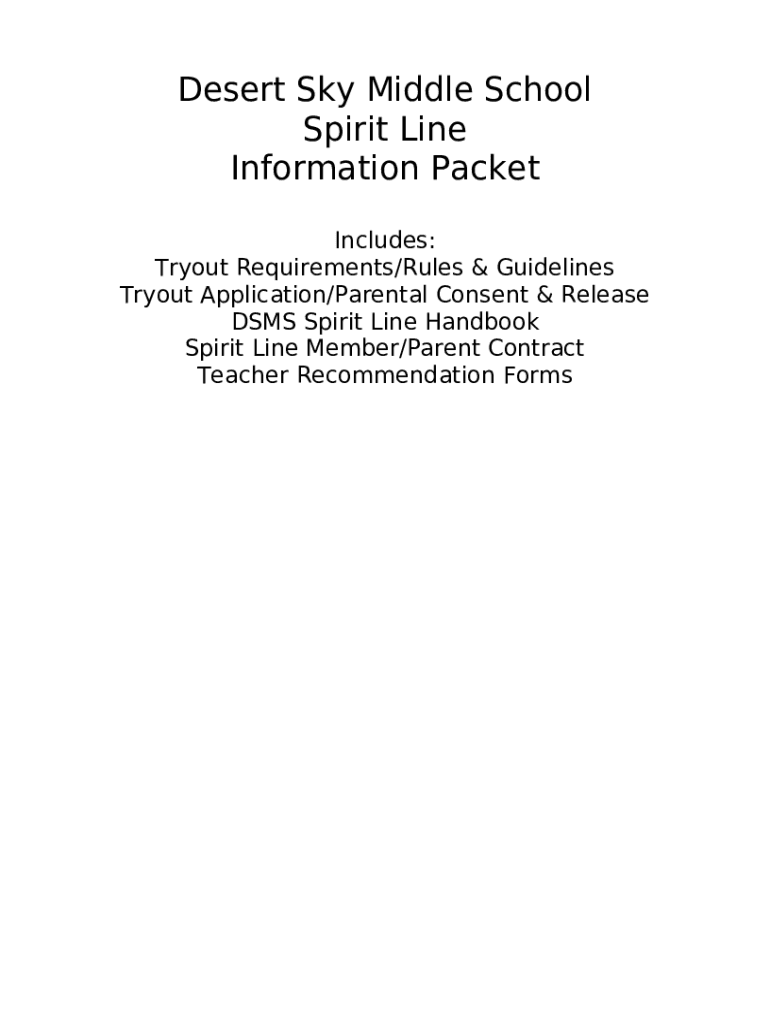 Desert Sky Middle School Spirit Line Handbook Doc Template pdfFiller