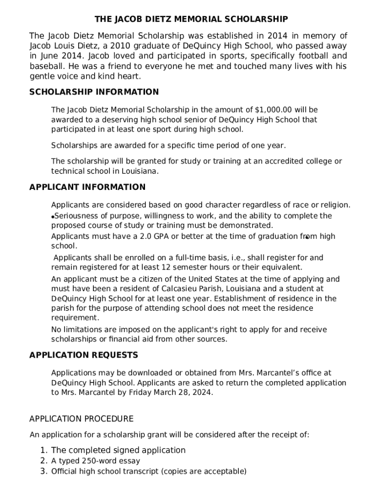 Dietz Jacob's (DeQuincy, LA) High School Career Home Doc Template
