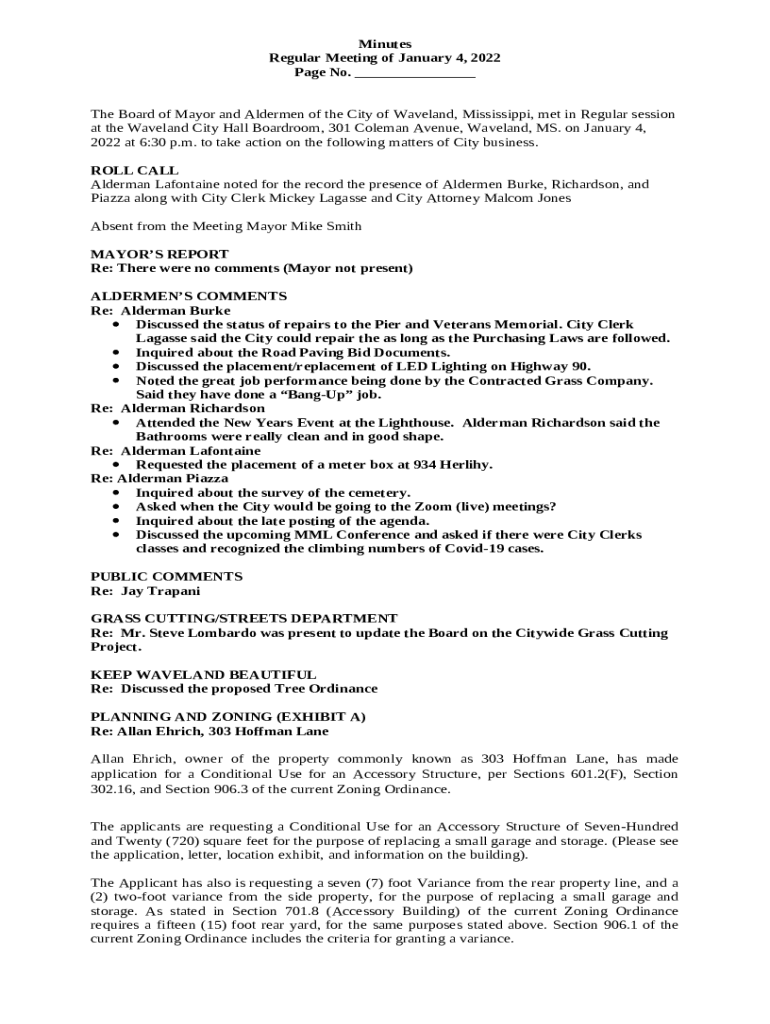 The Board of Mayor and Aldermen of the City of Waveland, Mississippi