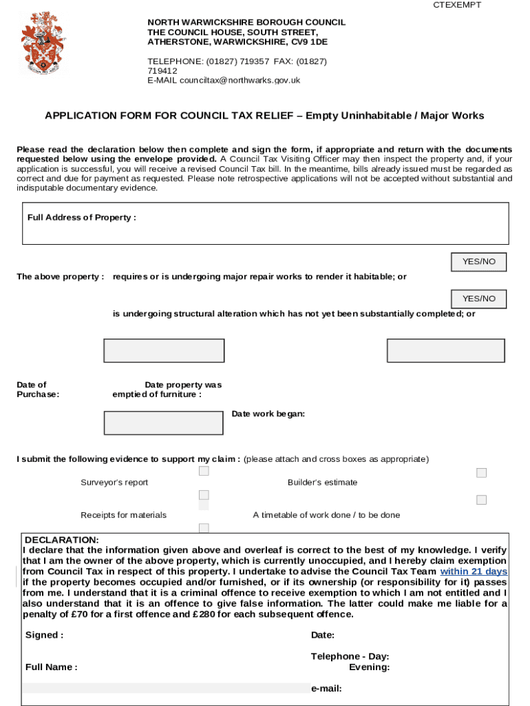 Council Tax Exemption Doc Template pdfFiller