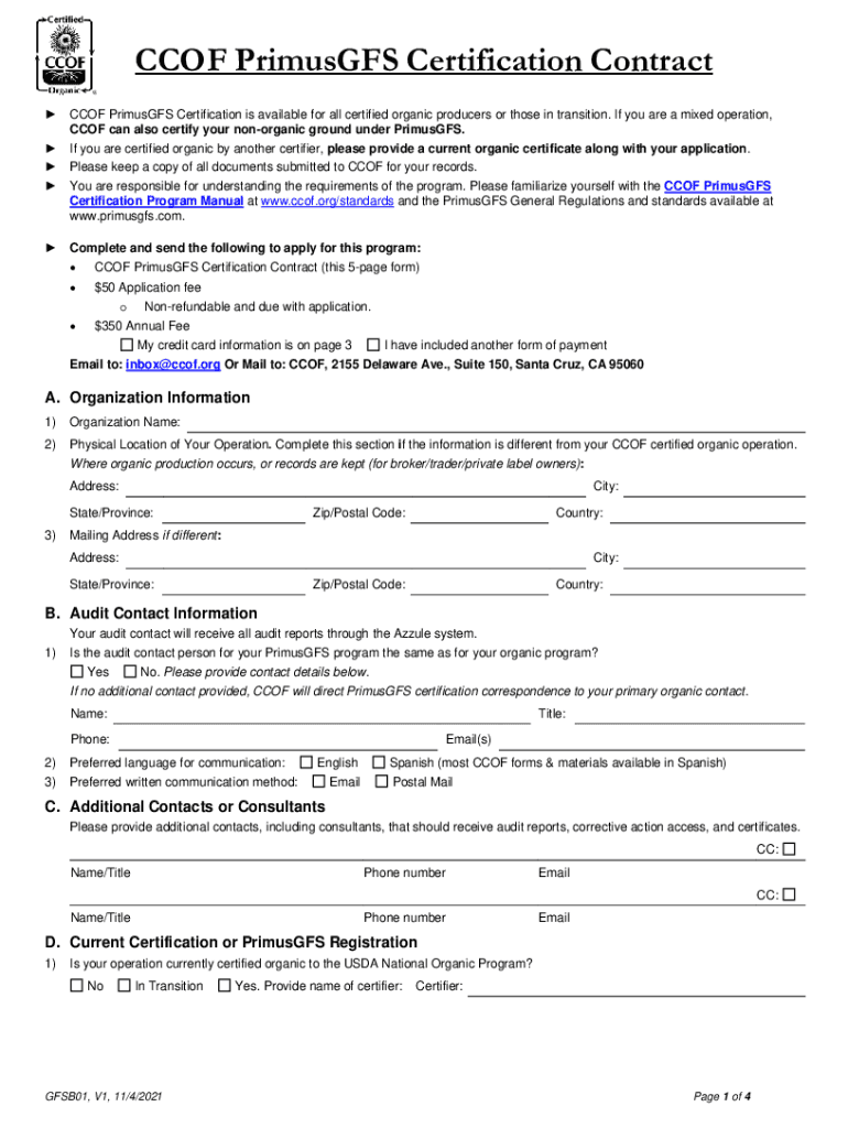Fillable Online CCOF has achieved Provisional Approval status and is Fax Email Print pdfFiller