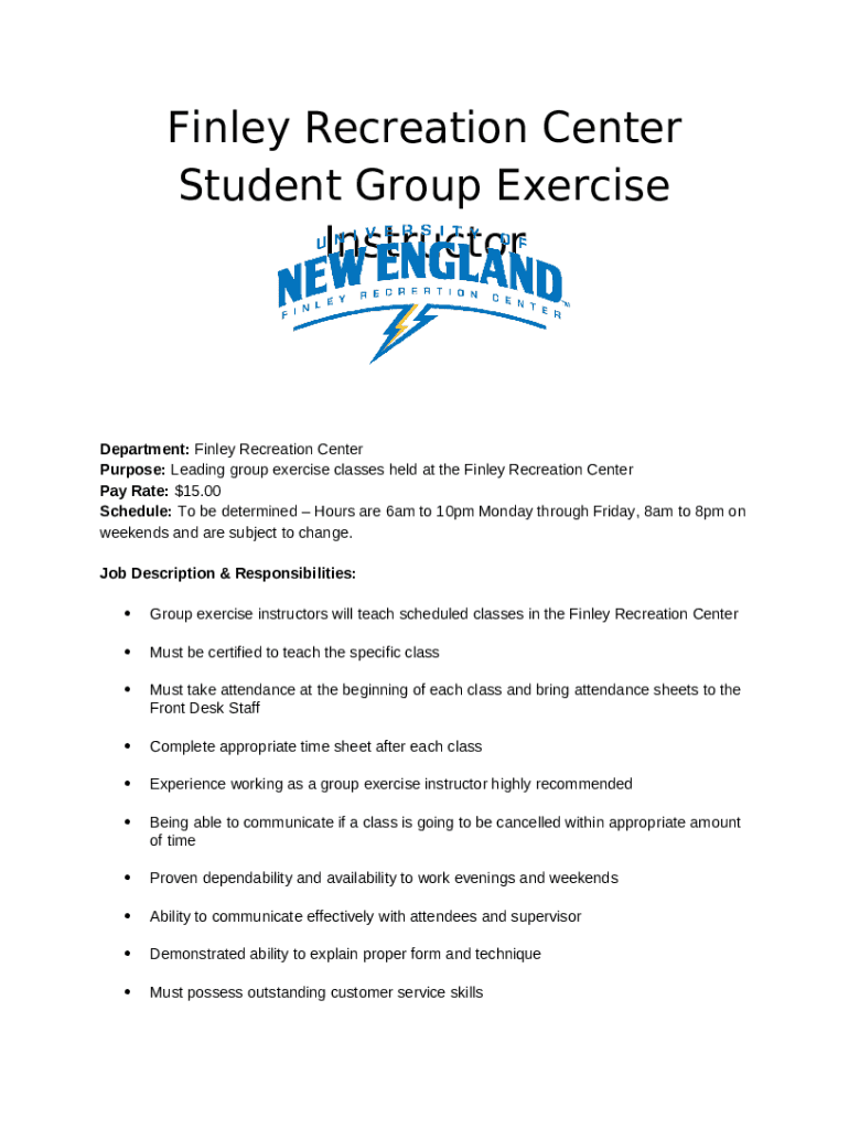 A.E. Finley YMCA Fitness, Pool & Gym Schedules Doc Template pdfFiller