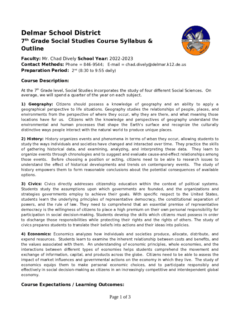 Visual Arts Delmar School District Course Syllabus & Outline Doc