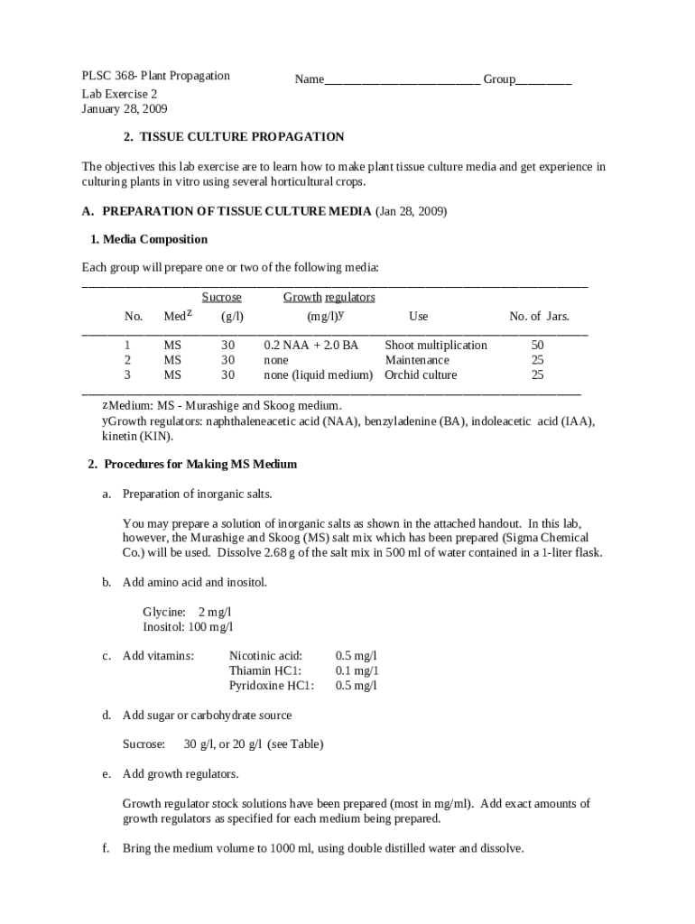 How to Make Plant Tissue Culture Media for Beginners Doc Template