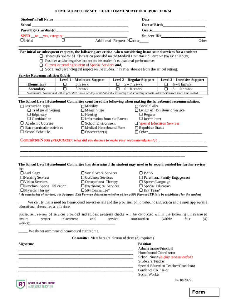 Texas General Education Homebound Supplement Doc Template pdfFiller