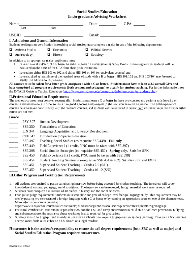 Social Studies Standard Certificate (endorsement Code Doc Template