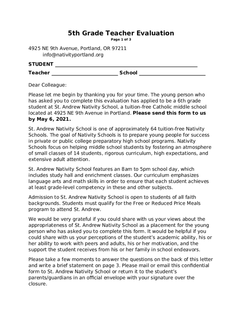 St Andrew Nativity School in Oregon U.S. News Education Doc Template