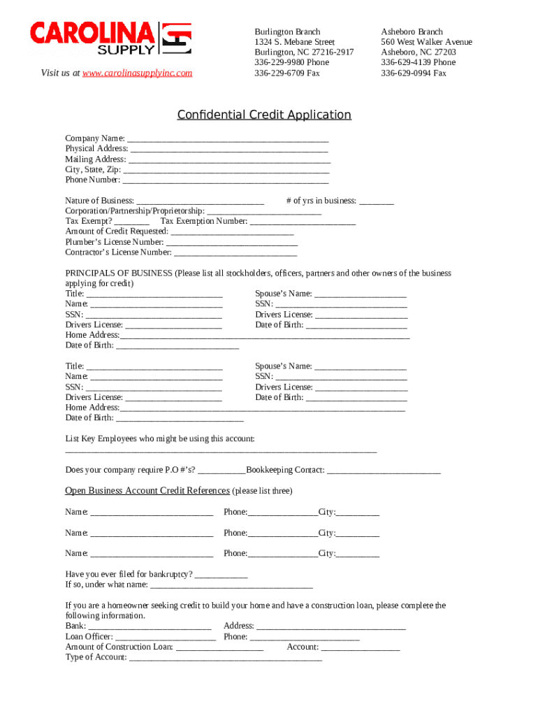 Canada Commercial Credit Application Doc Template pdfFiller