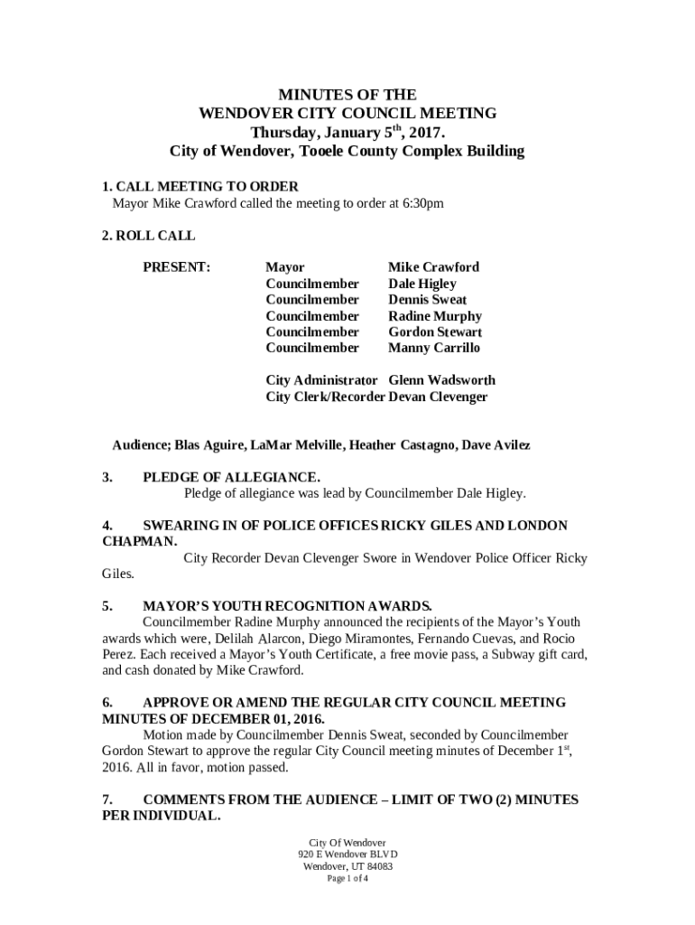 Wendover Police Department Doc Template pdfFiller