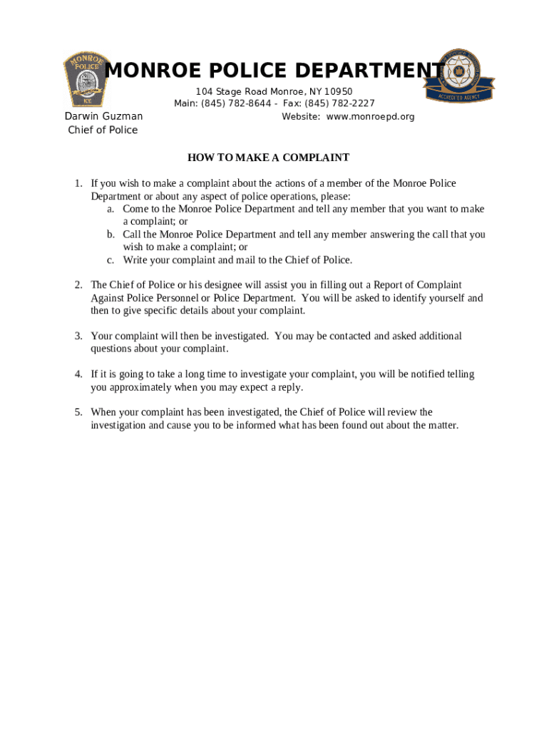 MonroePoliceDepartmentFOILRequest. Doc Template pdfFiller
