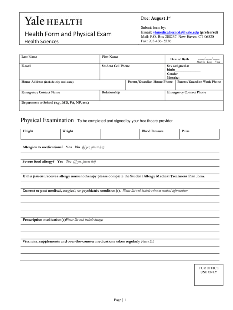 Fillable Online yalehealth yale Yale Medical Records Fill Out and