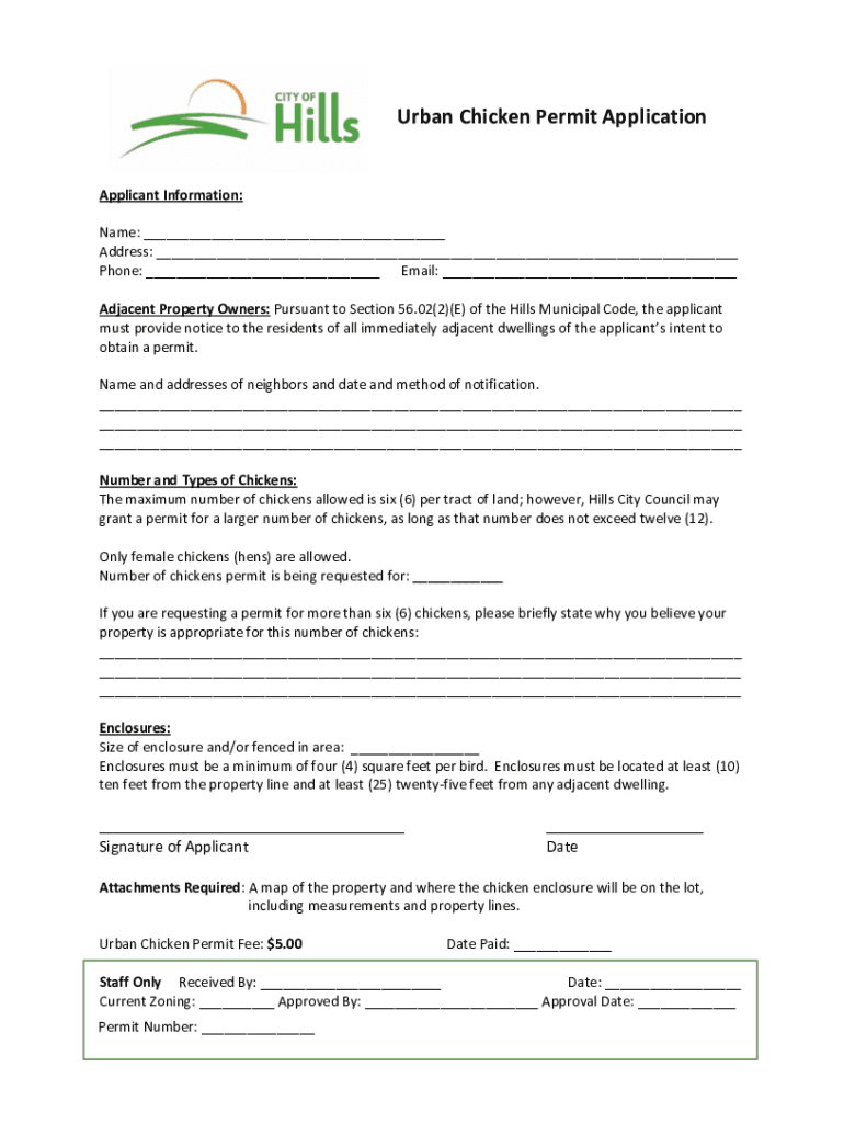 Fillable Online CONDITIONAL USE PERMIT URBAN CHICKENS Fax Email