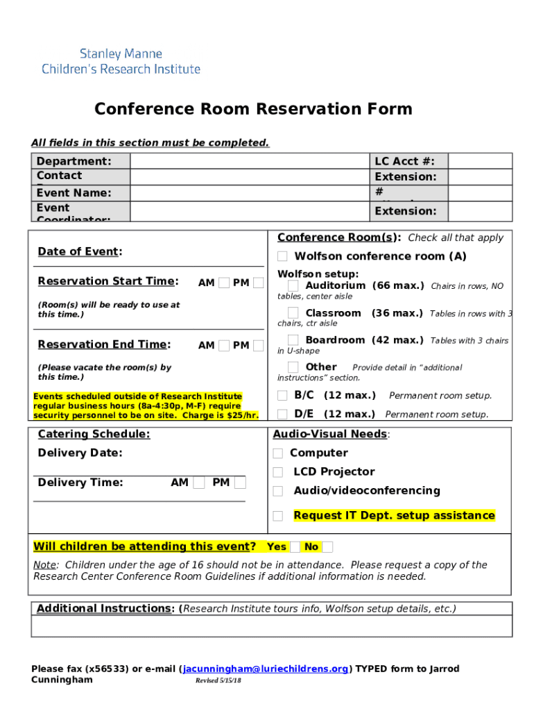 Research Institute Conference Room Reservation Doc Template pdfFiller