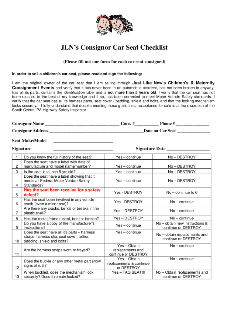 Fillable Online Car Seat Installation and Inspections Fax Email Print