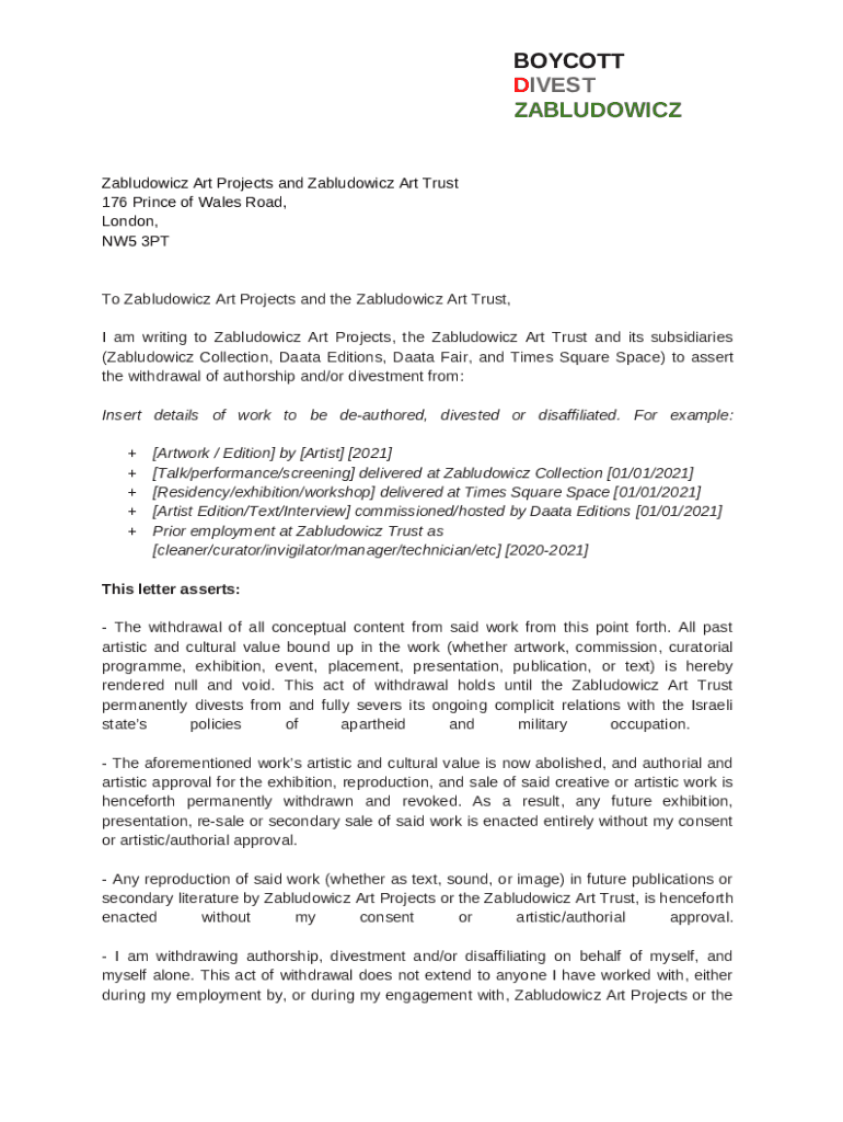 Hundreds of Art Workers Urge Boycott of Zabludowicz Art Doc