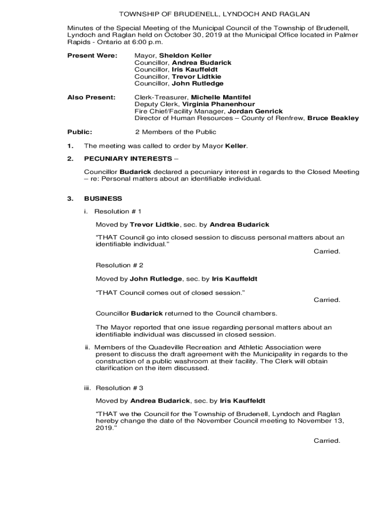 Fillable Online Brudenell, Lyndoch and Raglan Township Fire Department