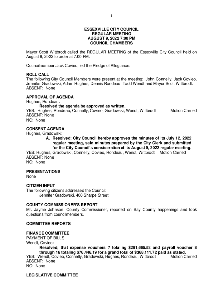 Fillable Online Essexville City Hall Fax Email Print pdfFiller