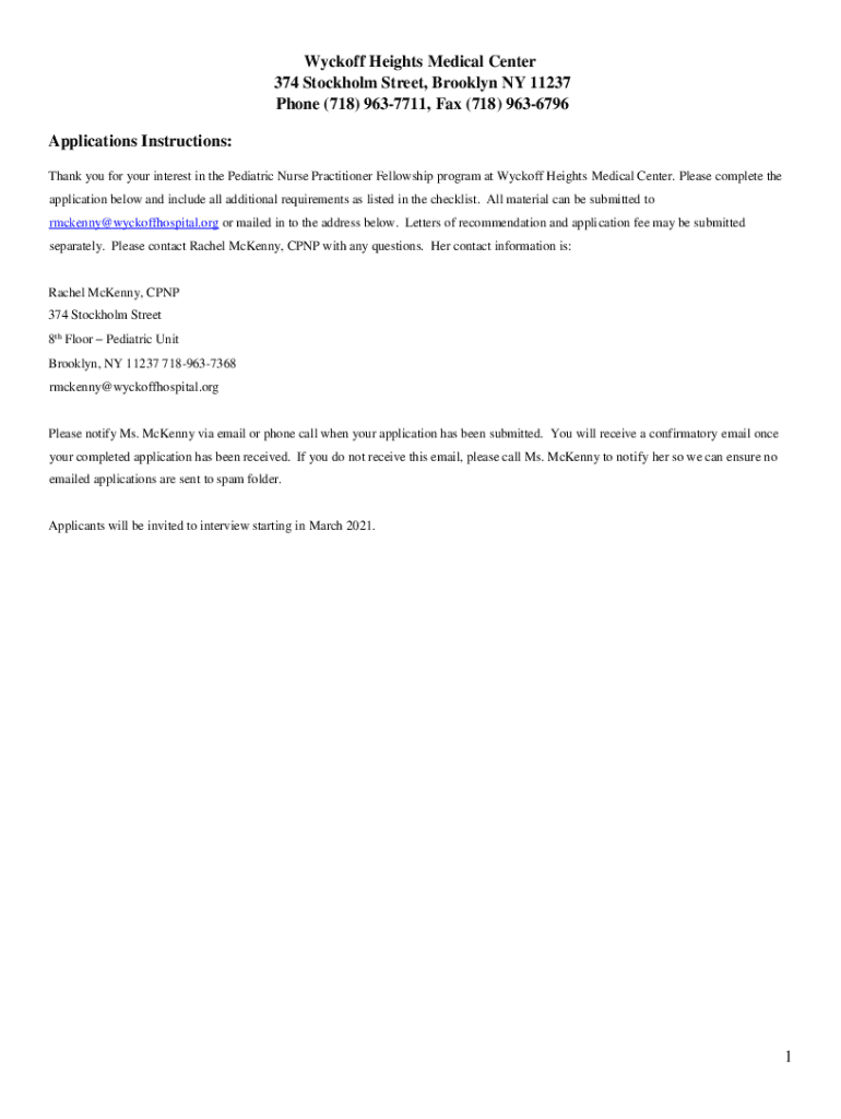 Fillable Online Wyckoff Heights Medical Center Pediatrics in Brooklyn