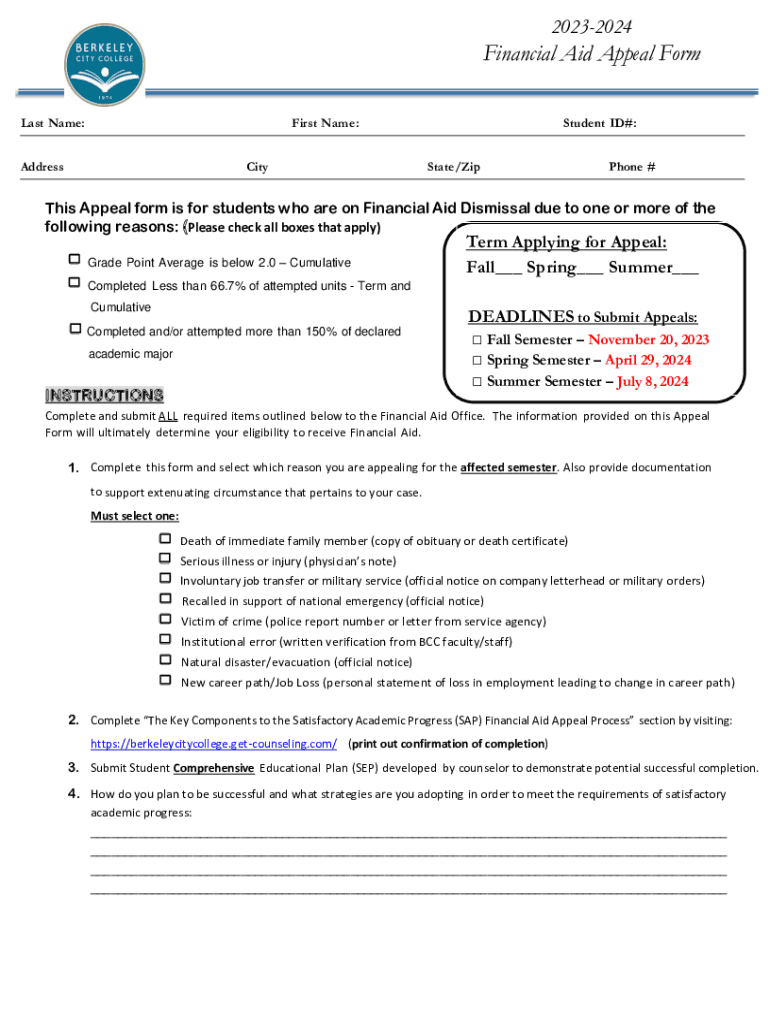 Fillable Online Independent Status Appeal Form 20232024 Fax Email