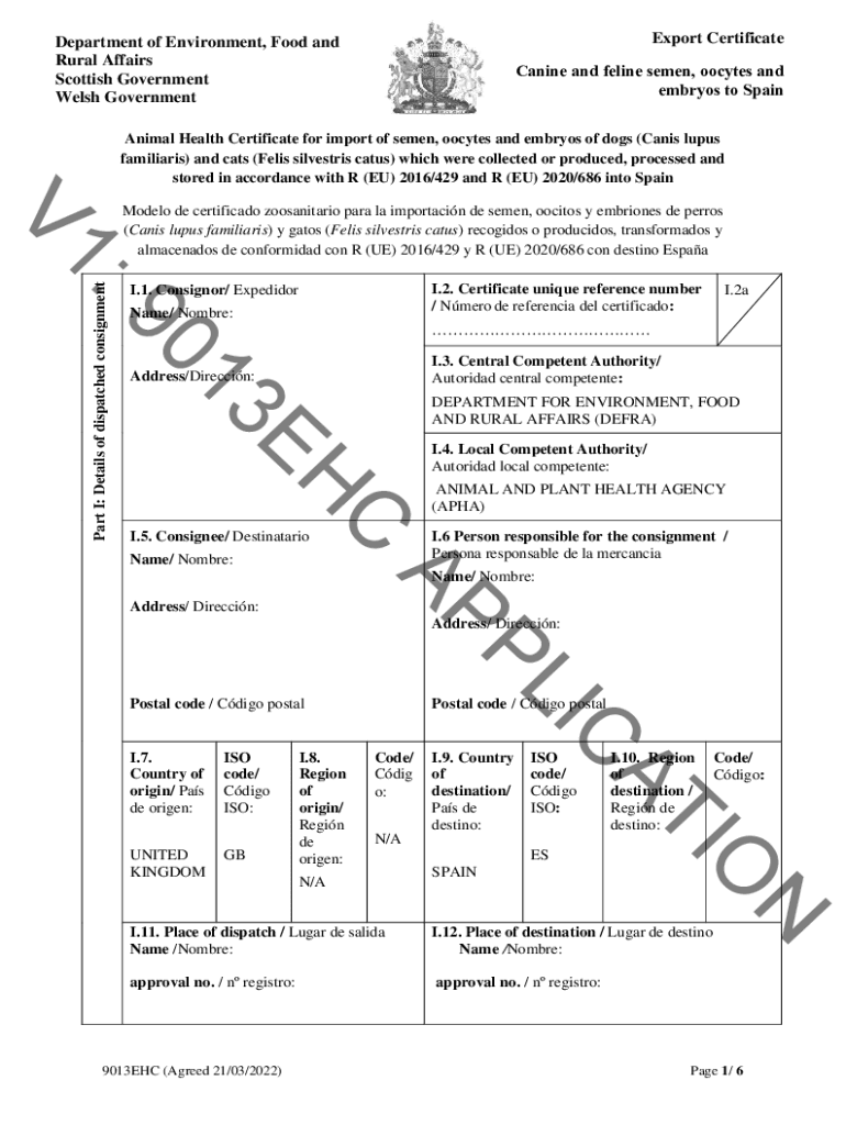 Completable En línea Embryos animal health certificates and sanitary