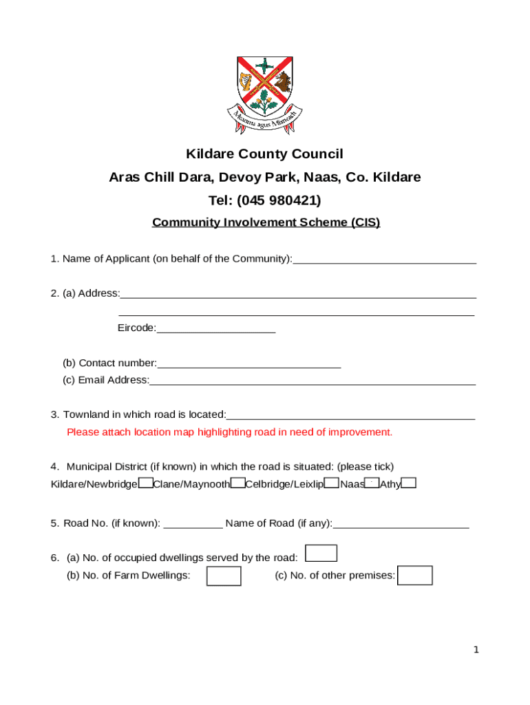 Local Improvement Scheme Kildare County Council Doc Template pdfFiller