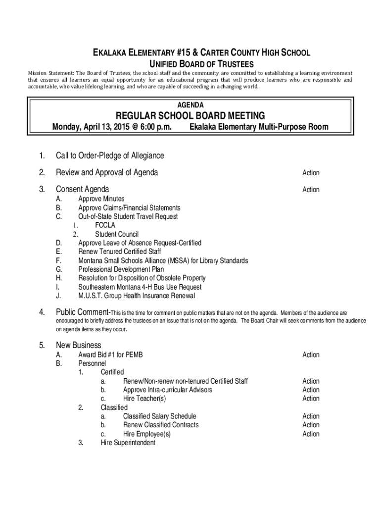 Fillable Online Ekalaka Elementary School in Montana Fax Email Print