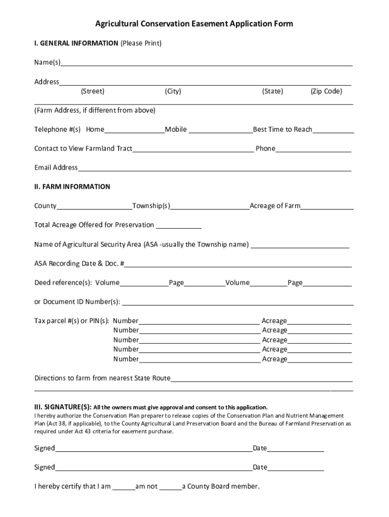 Fillable Online Application for Conservation Easement Donation