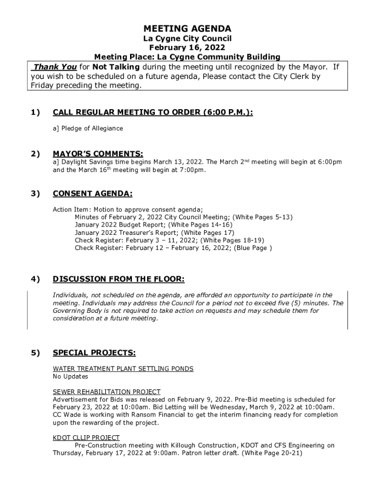 Fillable Online La Cygne City Hall Fax Email Print pdfFiller