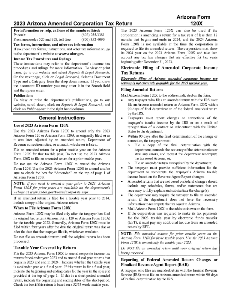 Fillable Online Arizona Form 2023 Individual Amended Tax Fax