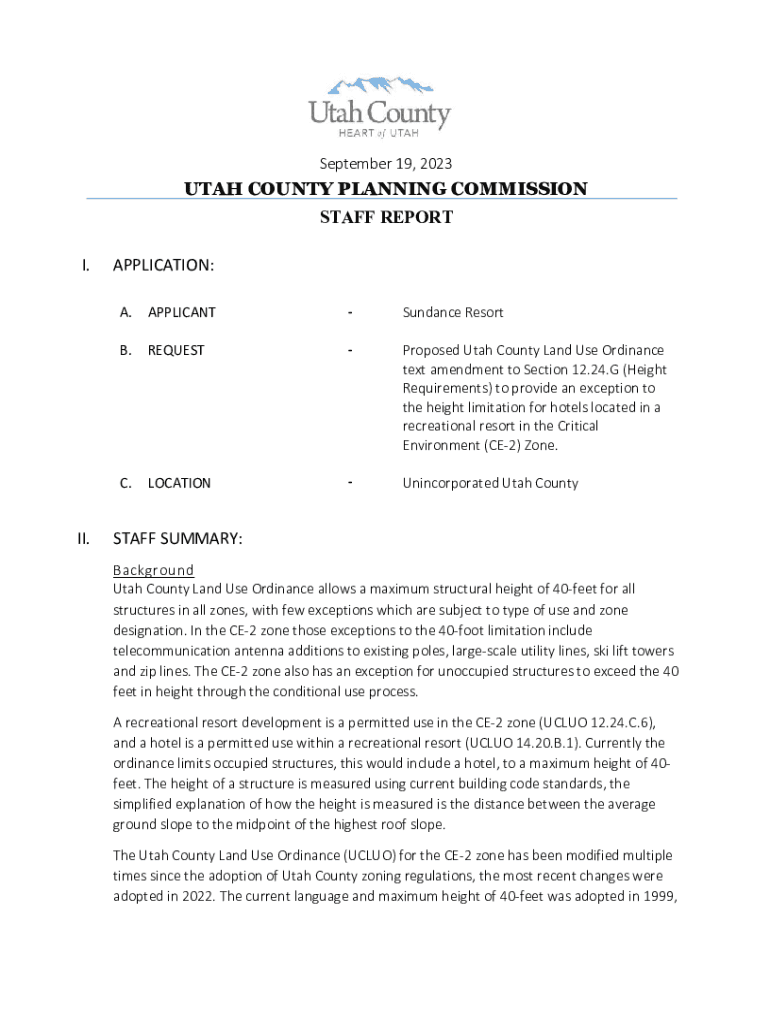 Fillable Online Utah County Planning Commission Staff Report Fax Email