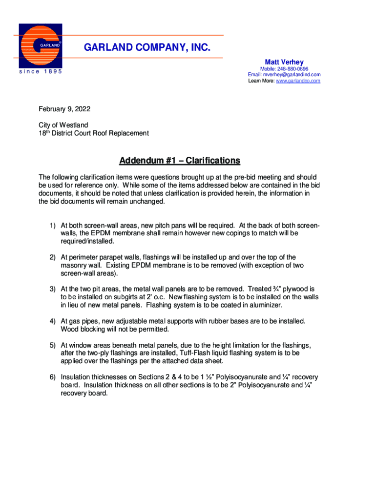 Fillable Online GARLAND COMPANY, INC. Fax Email Print pdfFiller