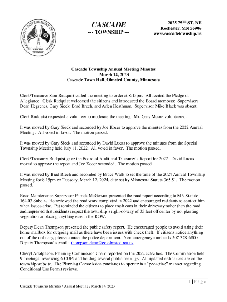 Fillable Online NOTICE CASCADE TOWNSHIP ELECTION AND ANN Fax Email