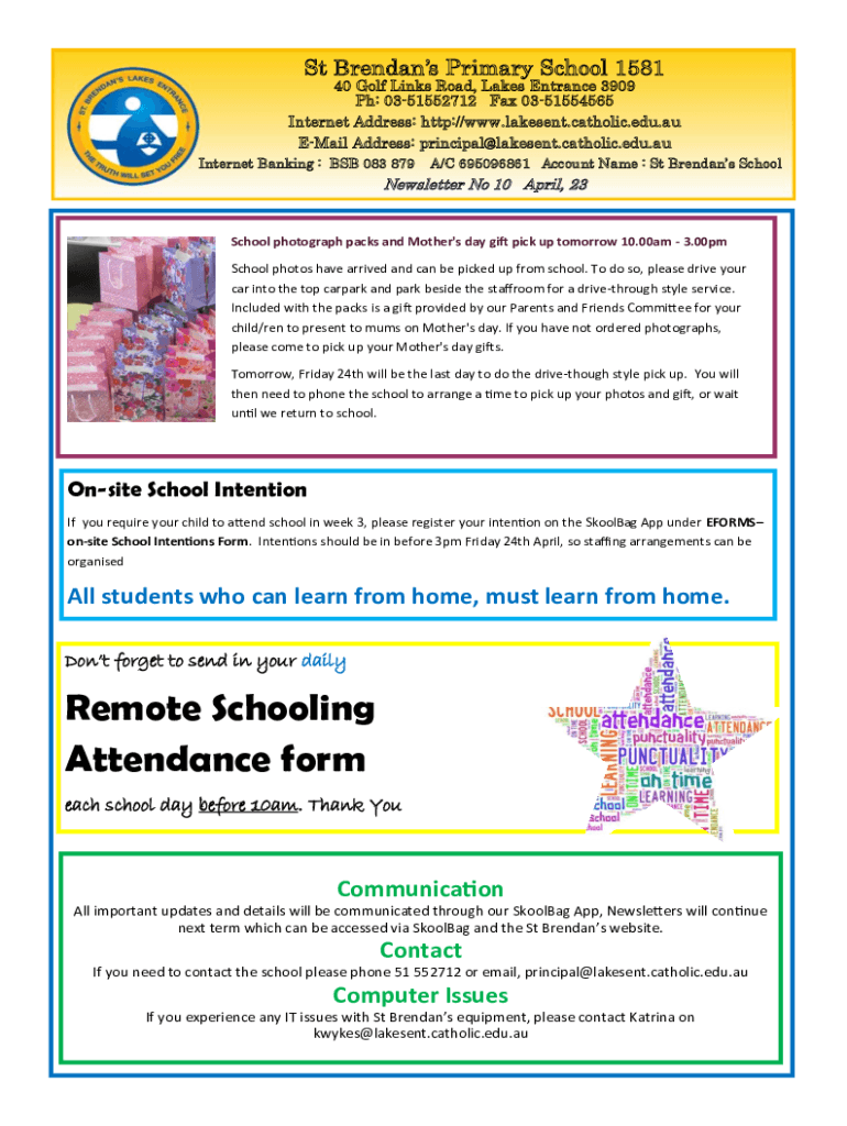 Fillable Online St Brendan's Primary School Lakes Entrance VIC Fax