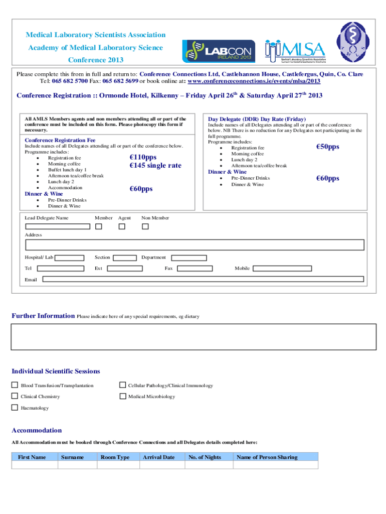 Fillable Online Medical Laboratory Scientists Association Academy of